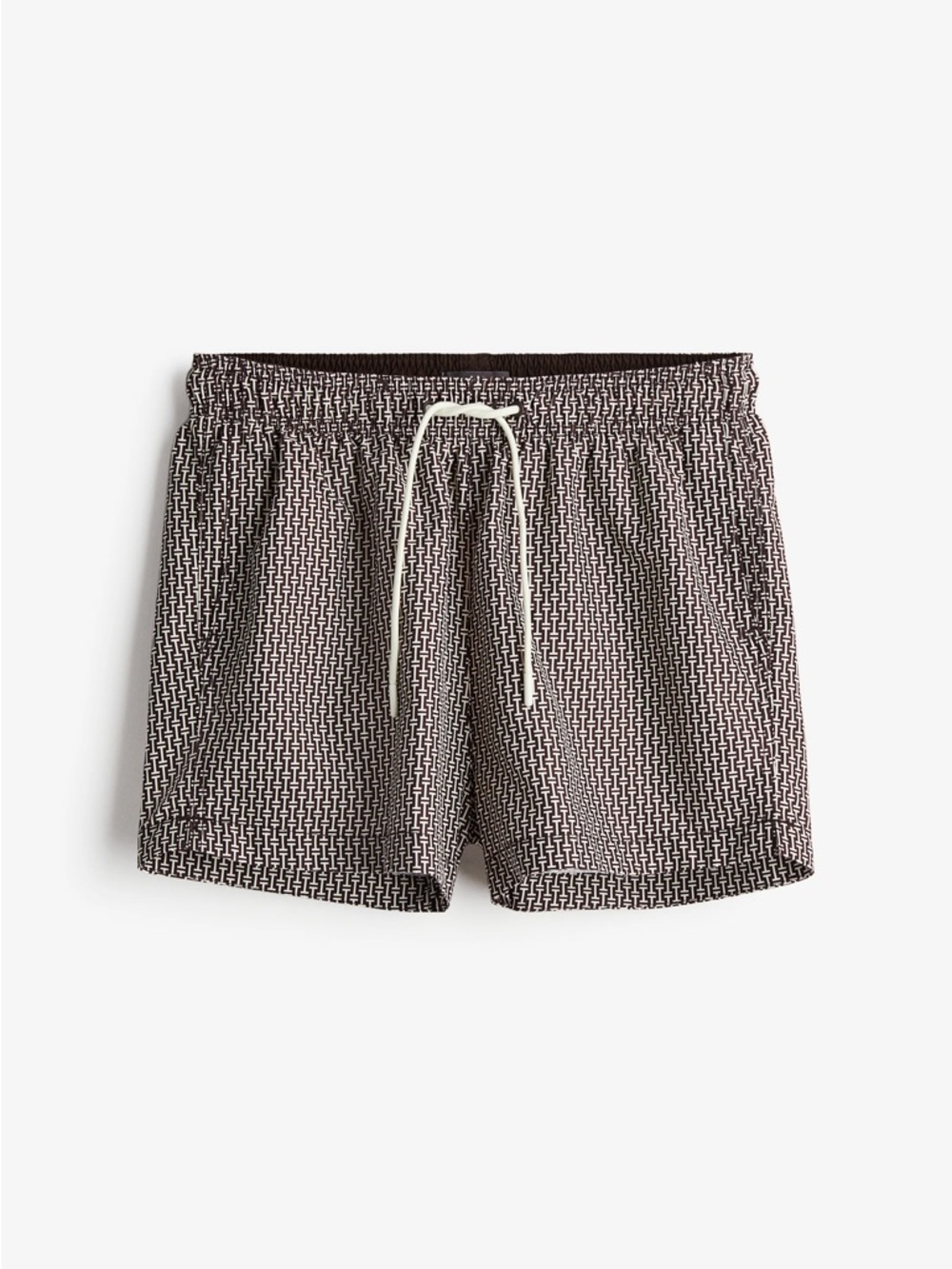H&M Brown & White Geometric Swim Trunks
